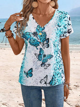 EMERY ROSE Women's Leopard & Butterfly Printed Batwing Sleeve Casual Vacation Shirt